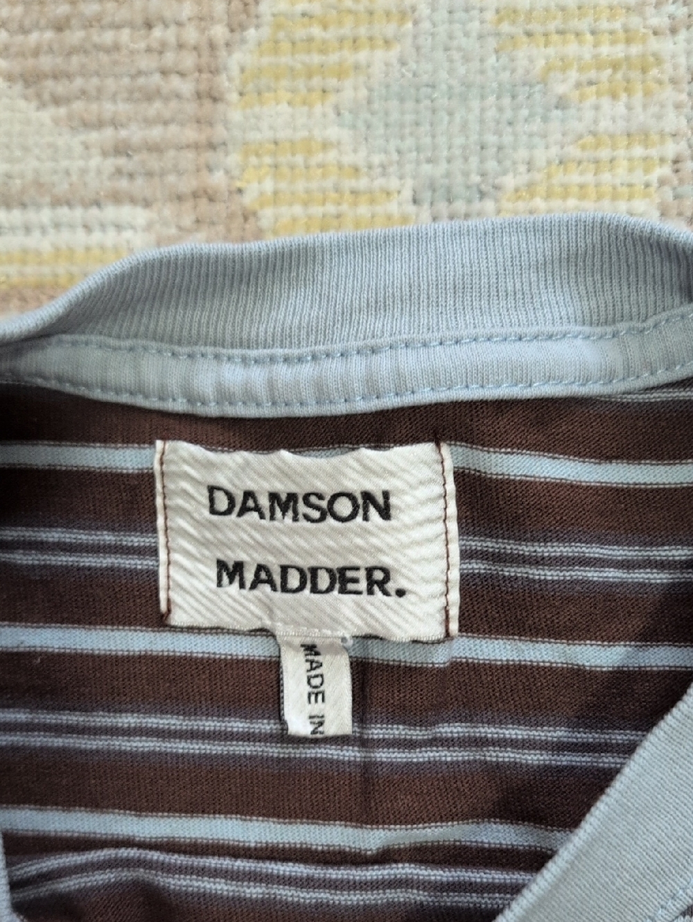 Damson Madder Ariel Relaxed Tee - brown/blue stripe - Picture 4 of 7